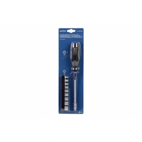SET DESTORNILLADOR FLEX. + 9 VASOS 1/4 (5-13MM.)