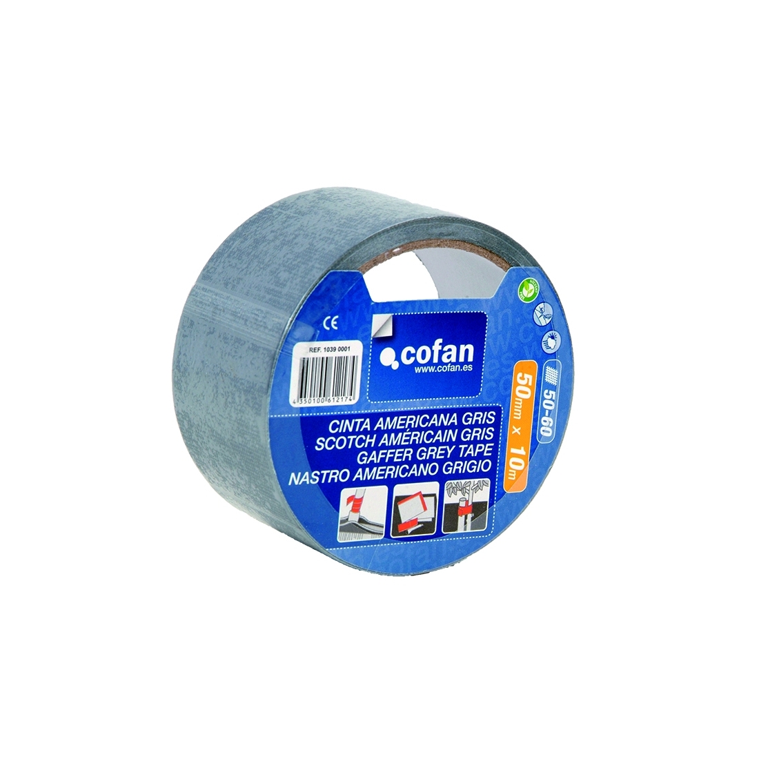 CINTA AMERICANA GRIS 180 MICRAS 50 MM X 10 M