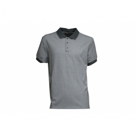 POLO 2 TONOS VERDON 160gms/m GRIS-NEGRO TALLA M