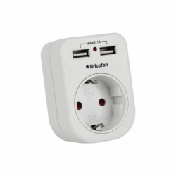ADAPTADOR  ENCHUFE 1 TOMA FRONTAL+2 USB