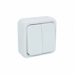 DOBLE INTERRUPTOR SUPERFICIE  MOD.ATLANTIS10A BLANCO