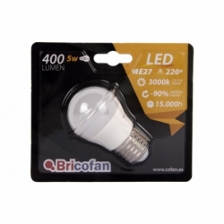 BOMBILLA LED 5W ESFÉRICA E27 220º 400LM 3000K